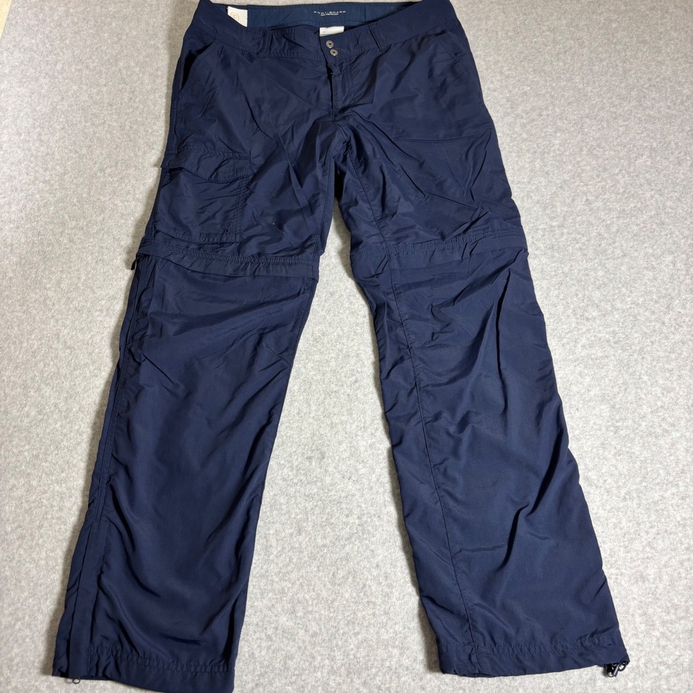 Columbia Convertible Cargo Pants Womens 12 Navy Blue PFG Omni-Shade Hiking